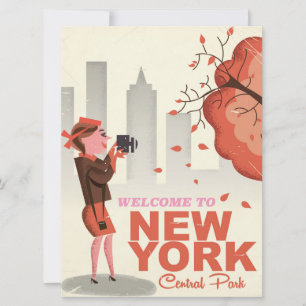 New York Central Park Vintage travel poster