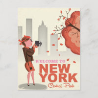 New York Central Park Vintage travel poster