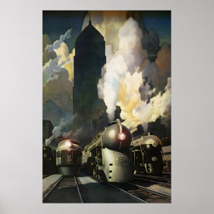 New York Central System Streamliners New Retro Poster