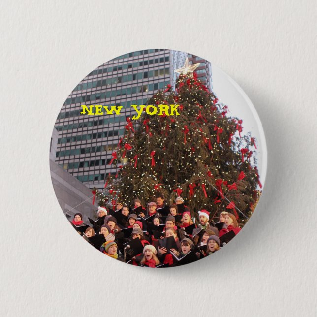 NEW YORK CHRISTMAS 6 CM ROUND BADGE (Front)
