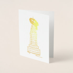 New York Christmas NYC Skyscraper Holiday Wreath Foil Card