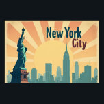New York City –  24"x16" Art Deco Skyline Poster<br><div class="desc">This 24"x16" Art Deco Skyline Poster captures the magic and grandeur of New York City through a lens of vintage sophistication. Featuring the iconic Statue of Liberty silhouetted against a soft, pastel-coloured skyline, the design draws inspiration from 1920s travel posters with its bold lines and streamlined elegance. The city’s legendary...</div>