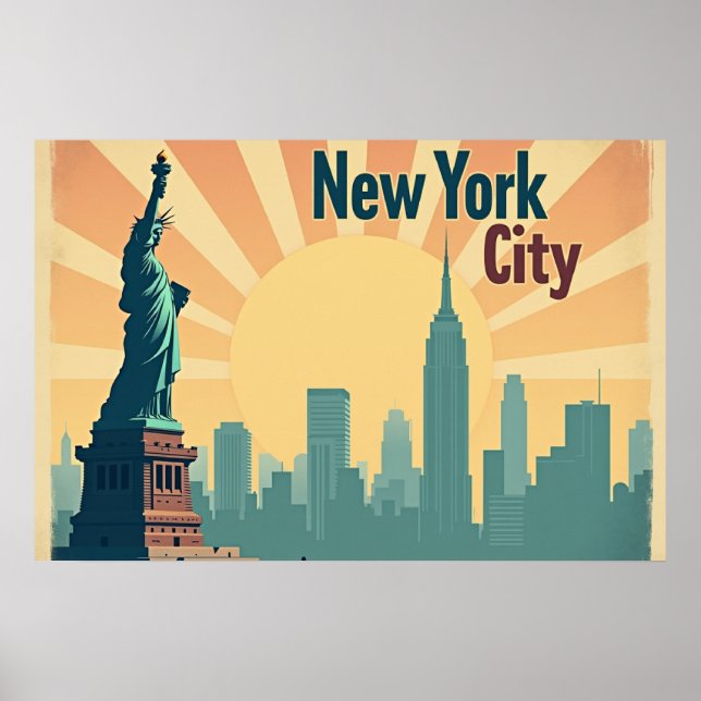 New York City –  30"x20" Art Deco Skyline Poster (Front)