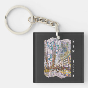 New York City Aesthetic Mosaic Art      Key Ring