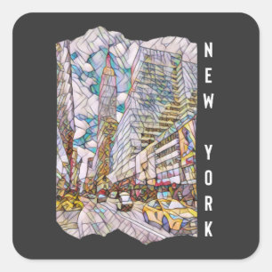 New York City Aesthetic Mosaic Art   Square Sticker