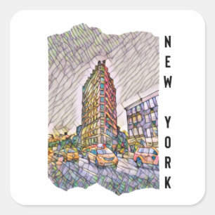 New York City Aesthetic Mosaic Art   Square Sticker
