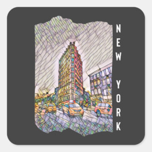 New York City Aesthetic Mosaic Art Square Sticker