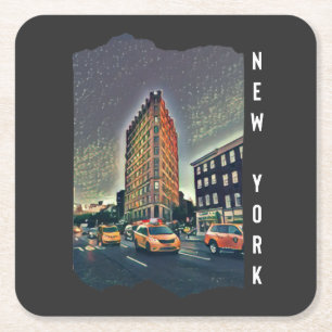 New York City Aesthetic Photo Art  Square Paper Coaster