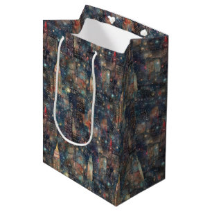 New York City at New Year’s Watercolor Skyline Medium Gift Bag