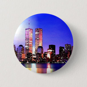 New York City at Night 6 Cm Round Badge