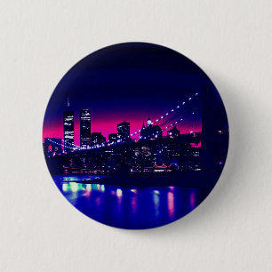 New York City at Night 6 Cm Round Badge