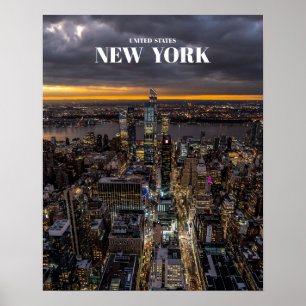 New York City At Night Skyline - United States Poster