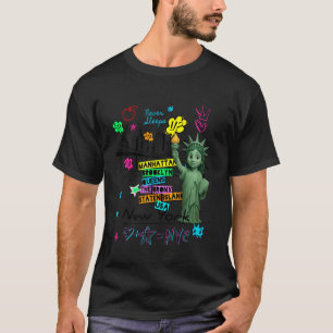 New York City Baby Statue of Liberty Skyline Sketc T-Shirt