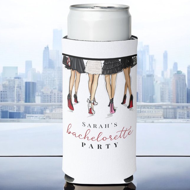 New York City Bachelorette Fashion Illustration Seltzer Can Cooler (Creator Uploaded)