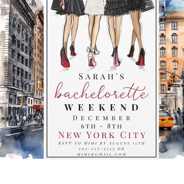 New York City Bachelorette Weekend Itinerary Chic Invitation (Creator Uploaded)