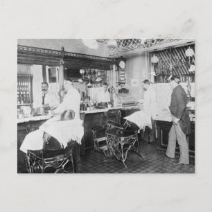 New York City Barber Shop, 1895 Postcard