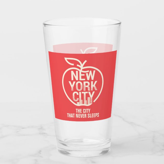 NEW YORK CITY Big Apple Skyline Red Modern  Glass (Front)