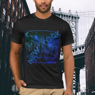 New York City Black Blue Name Graphic T-Shirt