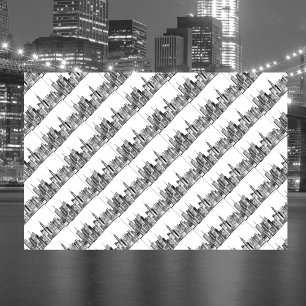 New York City Black Vintage Skyline Watercolor  Tissue Paper