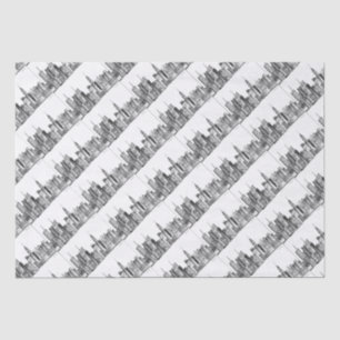 New York City Black Vintage Trendy NYC watercolor Tissue Paper