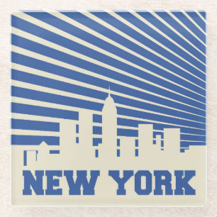 New York City Blue Glass Coaster