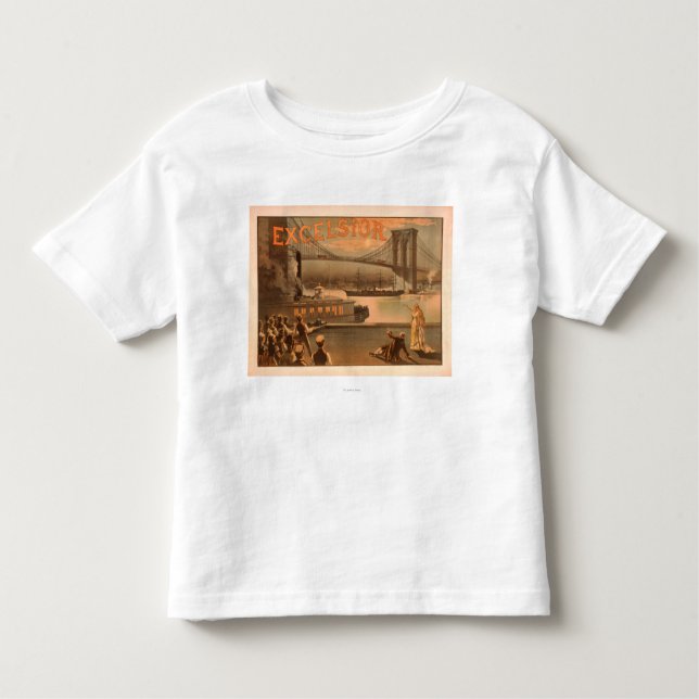 New York City Brooklyn Bridge "Excelsior" Toddler T-Shirt (Front)