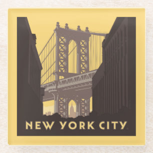 New York City Brooklyn Bridge Glass Coaster