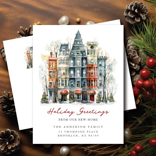 New York City Brownstone New Address Announcement Postcard (Creator Uploaded)