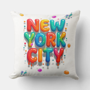 New York City Bubble Letters Cushion