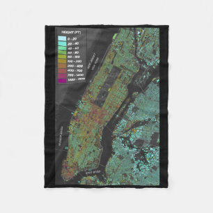 New York City Building Height Map Sticker Fleece Blanket