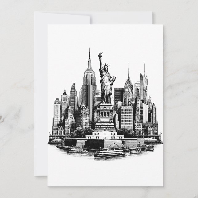 New york City Buildings Architecture art Invitation (Front)