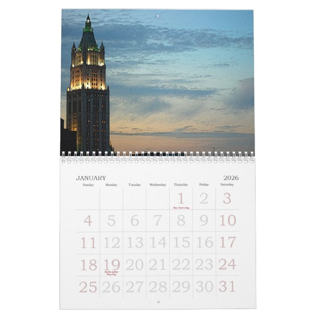 New York City Calendar (Jan 2026)