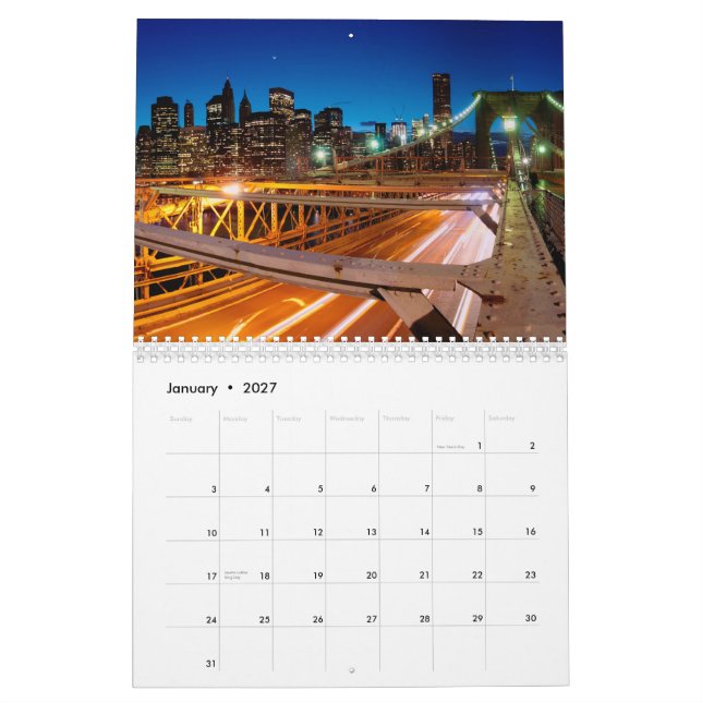 New York City calendar (Jan 2027)