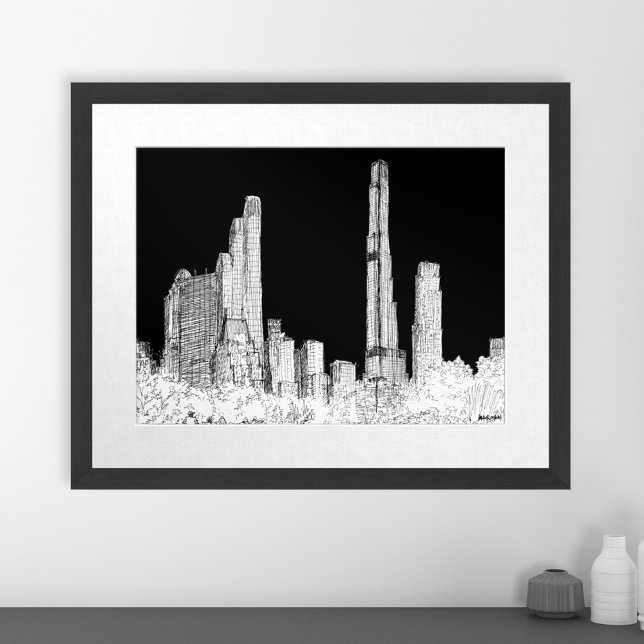 New York City Cental Park Skyline Travel Sketch Poster (New York City Cental Park Skyline Travel Sketch Poster)