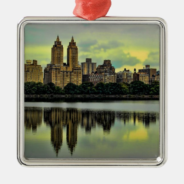 New York City Central Park Skyline Metal Tree Decoration (Front)