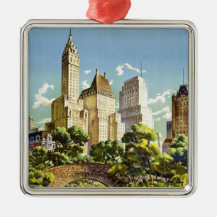 New York City Central Park Vintage Poster Metal Tree Decoration
