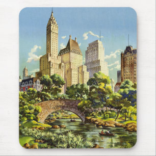 New York City Central Park Vintage Poster Mouse Pad