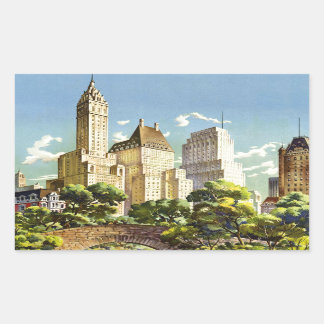 New York City Central Park Vintage Poster Rectangular Sticker
