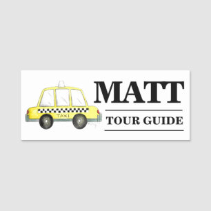 New York City Chequered Yellow Taxi Cab NYC Name Tag