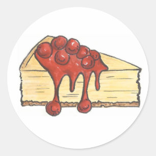 New York City Cherry Cheesecake Cheese Cake Slice Classic Round Sticker