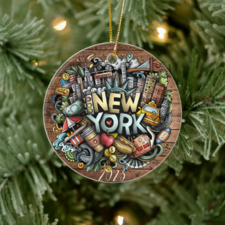 New York City Christmas - Custom Year Name Ceramic Tree Decoration