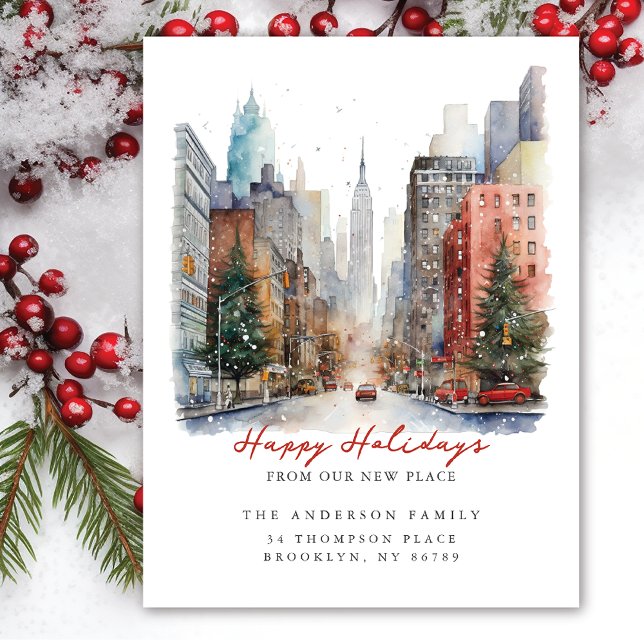 New York City Christmas New Address Announcement Postcard (Creator Uploaded)