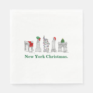 New York City Christmas NYC Buildings Holiday Napkin