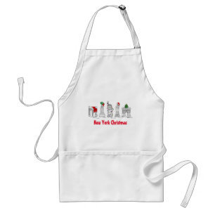 New York City Christmas NYC Buildings Holiday Xmas Standard Apron