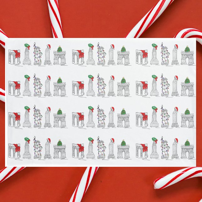 New York City Christmas NYC Holiday Architecture Pillowcase (NYC Christmas Pillowcase)