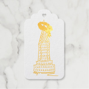New York City Christmas Skyscraper Holiday Wreath Gift Tags