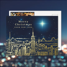 New York City Christmas Star Photo Foil Post Card