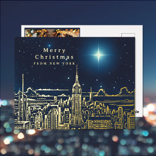 New York City Christmas Star Photo Foil Post Card