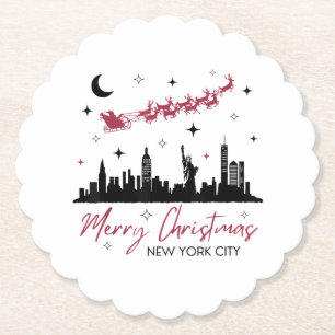 New York City Christmas Trip, Merry Christmas New Paper Coaster