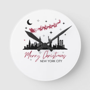 New York City Christmas Trip, Merry Christmas New Round Clock